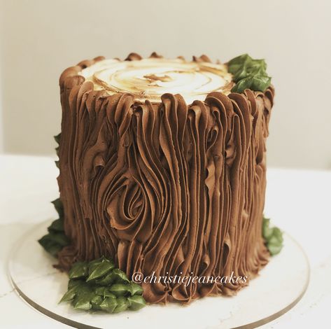 Woodland Log Cake, Woodland Creature Cake Ideas, Tree Stump Cake With Flowers, Tree Stump Smash Cake, Forest Theme Cake Ideas, Buttercream Tree Stump Cake, Outdoor Theme Cake, Log Smash Cake, Woodland Cake Decorations