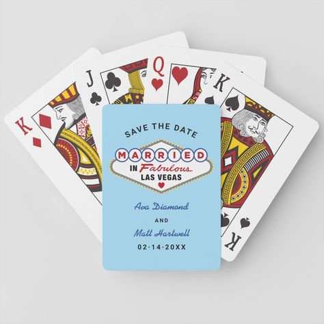 Married in Fabulous Vegas Wedding Save the Date Playing Cards | Zazzle Vegas Save The Date, Wedding Goodies, Vegas Birthday, Las Vegas Wedding, Wedding Monogram, Vegas Baby, Wedding Aesthetic, Las Vegas Weddings, Poker Cards