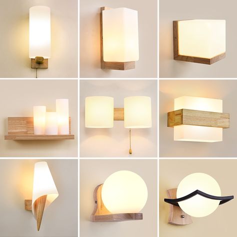 Cheap LED Indoor Wall Lamps, Buy Quality Lights & Lighting Directly from China Suppliers:Nordic Wooden Wall Lamp for Bedroom Bedside Stairs Corridor   interior mounted  Lighting Sconce Indoor decoration Light fixtures Enjoy ✓Free Shipping Worldwide! ✓Limited Time Sale ✓Easy Return. Led Bedroom, Glass Wall Lamp, Bedroom Entrance, Japanese Decor, Wooden Light, Wall Lamps Bedroom, Modern Bedroom Decor, Dining Lighting, Wood Lamps