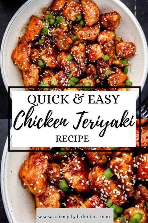 This Easy Chicken Teriyaki Recipe is perfect for a quick and easy weeknight dinner. Made with minimal ingredients it is the perfect blend of savory, slightly sweet, and flavorful. simplylakita.com #teriyakichicken Veri Veri Teriyaki Chicken, Terriaki Chicken Recipe Dinners, Teryikie Chicken, Teriyaki Chicken Thighs Boneless, Chicken Teriyaki Casserole, Easy Chicken Teriyaki Recipe, Crock Pot Teriyaki Chicken, Honey Mustard Chicken Marinade, Easy Chicken Teriyaki