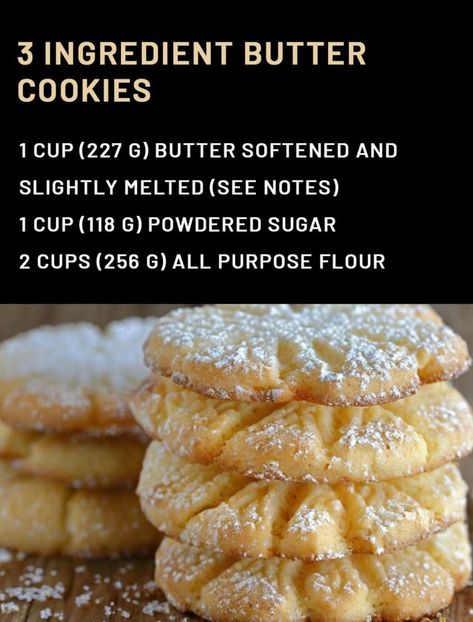 Crispy Butter Cookies, 3 Ingredient Butter Cookies, All Purpose Flour Recipes, Three Ingredient Cookies, 3 Ingredient Peanut Butter Cookies, 3 Ingredient Cookies, Favorite Pie Recipes, Danish Butter Cookies, Christmas Cookies Easy