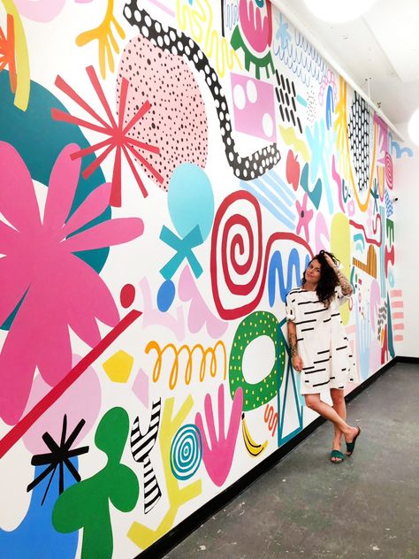 Ashley Mary Is Bright and Bold | Minnesota Monthly Garden Mural, School Murals, Wall Murals Painted, Mural Design, Graffiti Wall, Mural Wall Art, Mural Painting, Art Classroom, Mural Art