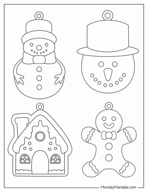 52 Printable Christmas Ornaments (Free PDF Templates) Whimsical Christmas Art Free Printable, Printable Christmas Tree Ornaments, Free Felt Ornament Patterns Templates, Free Printable Christmas Ornament Templates Free, Ornaments To Color For Kids, Paper Ornaments Template, Kid Diy Ornaments Christmas, Christmas Ornament Coloring Pages Free Printable, Diy Easy Felt Christmas Ornaments