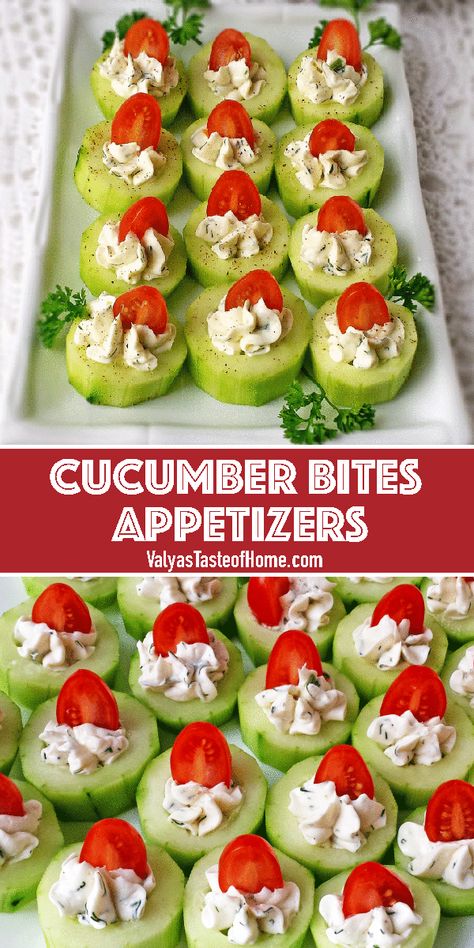 Cucumber Cheese Appetizer, Veggie Apps Appetizers, Cucumber And Cheese, Cucumber Bites With Cream Cheese, Really Easy Appetizers, Cucumber Appetizers Easy, Easy Ordourves, Appetizers Small Group, Healthy Vegetable Appetizers