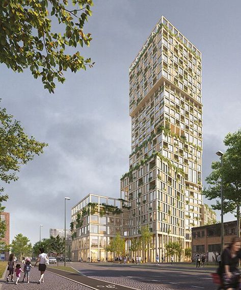 mad arkitekter to build WoHo, a residential wooden skyscraper in berlin Sustainable Architecture, Stepped Building, Wooden Skyscraper, Bat Yam, Berlin City, Social Housing, Contemporary Farmhouse, London Eye, Wooden House