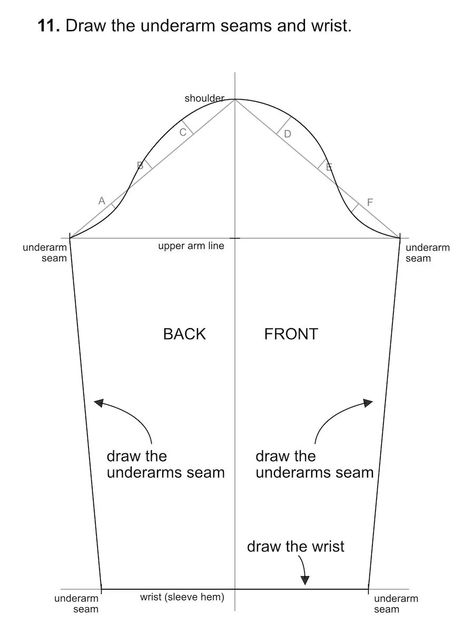 Draft A Sleeve Pattern, How To Draft A Basic Sleeve Pattern, How To Draft Sleeve Pattern, Sleeves Drafting Pattern, Sewing Pattern Drafting, Basic Sleeve Pattern Drafting, How To Draft A Sleeve Pattern, Drafting Dress Patterns, Sleeve Patterns Sewing