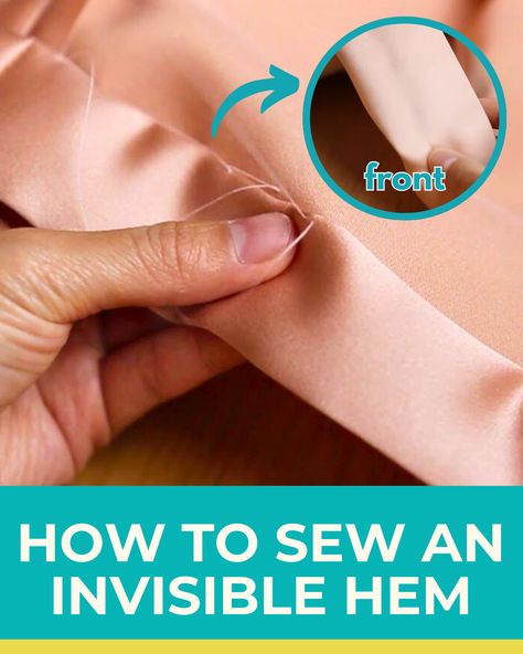 Don't want the stitches to show when hemming? Try this simple sewing technique to make the stitches almost invisible. No Show Stitch Sewing, How To Sew An Invisible Stitch, Invisible Hem Stitch By Hand, Invisible Hem Stitch, Hemming Stitch, Invisible Hem, Wine Bottle Tiki, Invisible Stitch, Diy Plaster