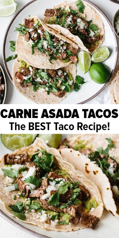 Authentic Carne Asada, Flank Steak Tacos, Street Taco Recipe, Carne Asada Recipes, Street Taco, Authentic Mexican Recipes, Asada Tacos, Carne Asada Tacos, Steak Tacos