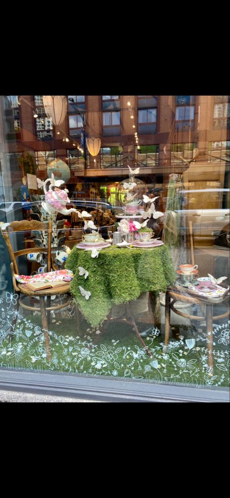 Spring Flower Window Display, Storefront Spring Window Display, Spring Flower Shop Window Display, Flower Shop Window Displays Store Fronts, Easter Display Retail Shop Windows, Tea Party Window Display, Floral Store Window Display, Spring Window Displays Store Fronts, Flower Shop Display Window