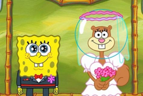 SpongeBob & Sandy Sandy Cheeks Fanart, Spongebob In Love, Spongebob Matching Pfp, Spongebob X Sandy, Spongebob Wedding, Spongebob Love, Sandy Spongebob, Spongebob Sandy, Spongebob Squarepants Sandy