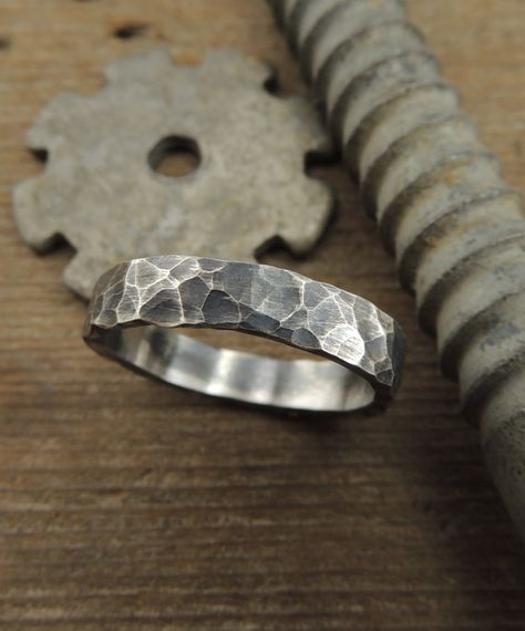 Mens Rugged Wedding Ring Hammered Recycled by PointNoPointStudio Silver Ring Wedding, Mens Rugged, Sterling Silver Wedding Rings, Simple Band, Beautiful Wedding Rings, Wedding Rings Unique, Wedding Rings Vintage, Gold Wedding Rings, Simple Wedding