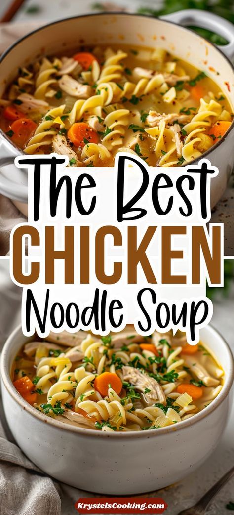 Stovetop Chicken Noodle Soup - Enjoy a warm and hearty homemade soup with this easy recipe, featuring flavorful chicken and noodles. Best Ever Homemade Chicken Noodle Soup, Chicken Noodle Soup Flavorful, Easy Homemade Chicken Noodle Soup Simple, Halloween Chicken Noodle Soup, Best Chicken Noodle Soup Recipe Homemade, Home Made Chicken Noodle Soup Easy, Best Sick Meals, Chicken Noodle Soup Seasoning, Crockpot Noodle Soup