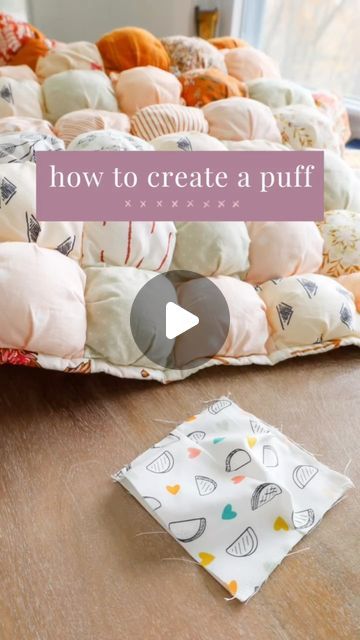 How To Make Puff Quilt, Easy Puff Quilt Tutorial, Diy Puff Quilt For Beginners, Puff Quilt Baby Blanket, Puff Quilt Pillow, Puff Quilt Pattern Free, Puff Bag Diy, Puffy Quilt Pattern, Puff Quilt Tutorial For Beginners