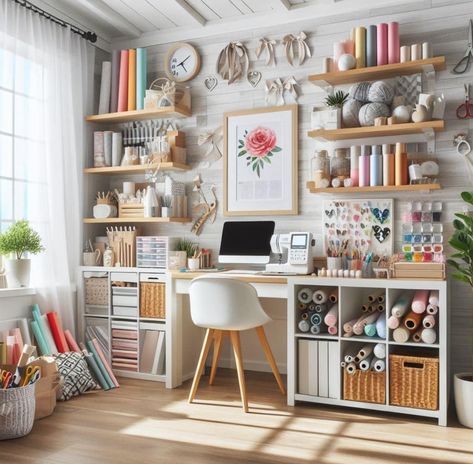 Dream Art Room, Office Craft Room Combo, Working Station, Art Studio Room, Sewing Room Design, Dream Craft Room, Craft Room Design, Model House, Art Studio At Home