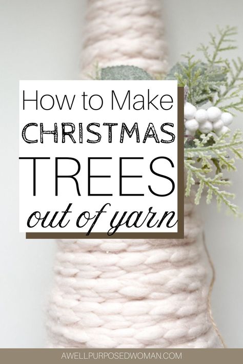 Diy Yarn Ornaments, Make Christmas Trees, Christmas Yarn Crafts, Christmas Tree Yarn, Yarns Ornaments, Yarn Trees, Dollar Store Christmas Crafts, Christmas Cones, Christmas Craft Fair