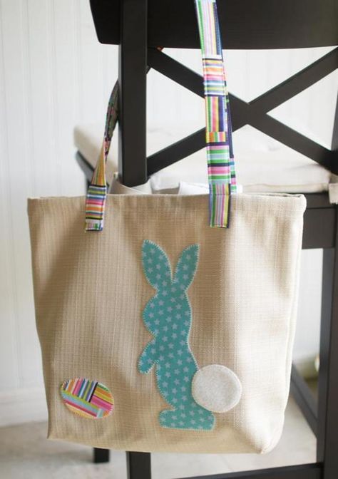 Bunny Egg Hunt free applique pattern | Craftsy Bunny Sewing Pattern, Bunny Sewing, Bunny Applique, Free Applique Patterns, Easter Bags, Best Tote Bags, Free Sewing Patterns, Sewing Tutorials Free, Bunny Face