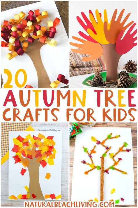 20+ Fall Tree Crafts for Kids - Natural Beach Living Autumn Tree Craft Preschool, Fall Tree Craft Kindergarten, Fall Art Projects 1st Grade, Easy Thanksgiving Art Projects For Kids, Fall Tree Crafts For Toddlers, Fall Tree Art Preschool, Autumn Tree Art For Kids, Fall Tree Painting For Kids, Fall Tree Preschool Craft