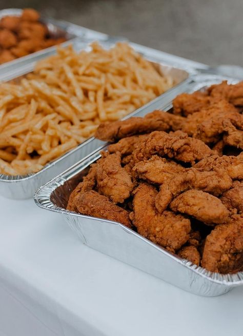 Chicken Finger Foods, Canes Catering, Finger Food Wedding Reception, Chicken Cookies, Wedding Finger Foods, Chicken Bar, Chicken Finger, Canes Chicken, Buffet Wedding Reception