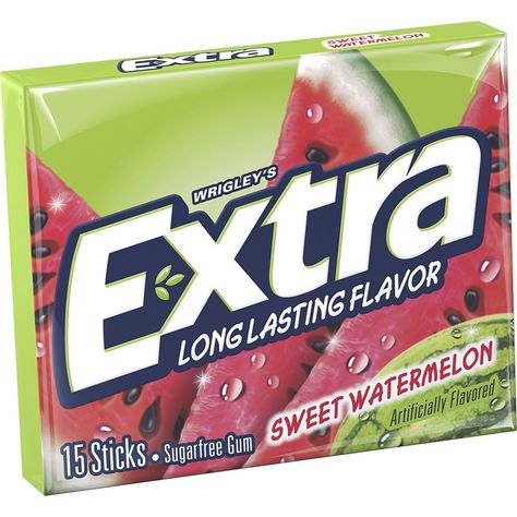 Wrigley's Extra Fruit Sensations - Sweet Watermelon Gum  #like #art #f #fall  #bhfyp #birthday #cake #candy #chocolate #coffee #cottoncandy #Deals #delicious #dessert #follow #food #foodie #foodporn #Freeshipping #fun #halloween #instagood #lovesweets #os #party #sugar #sweet #sweets #sweettooth #tasty Extra Gum Flavors, Extra Gum, Gum Flavors, Sugar Free Gum, Sweet Watermelon, Watermelon Sugar, Chewing Gum, Bubble Gum, Celebration Of Life