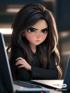 Cute Cartoon Images, Cartoon Girl, Cartoon Images, Cute Cartoon, Long Hair, Hair, Anime, Blue