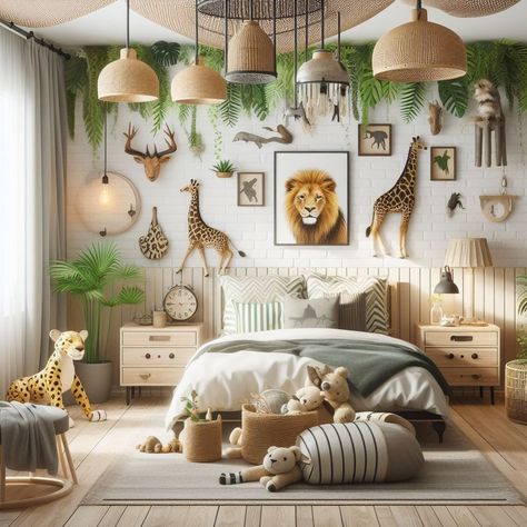 Safari Theme Bedroom Kids, Zoo Bedroom Kids, Wildlife Bedroom Ideas, Safari Toddler Room Boys, Bedroom Ideas Jungle, Boys Animal Bedroom, Jungle Theme Bedroom Kids, Safari Room Kids, Safari Boys Room