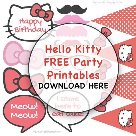 Hello Kitty Free Printables Birthday, Hello Kitty Birthday Party Decorations Free Printables, Sanrio Birthday Printables, Hello Kitty Birthday Invitations Free, Hello Kitty Birthday Printables, Hello Kitty Water Bottle Labels Free, Hello Kitty Birthday Diy, Hello Kitty Party Ideas Decoration Diy, Hello Kitty Party Diy