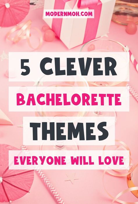 Unlock 5 clever bachelorette themes everyone will love! With these bachelorette theme ideas, stay ahead of the game and plan the bachelorette party of the year. Modern MOH has researched and gathered the top ideas for a themed bachelorette party, ensuring your celebration is a hit. Check out these hen party theme ideas now! | Bachelorette themes Unique Hens Party Ideas, Themes For Hens Party, Game Themed Bachelorette Party, Themed Hen Party Ideas, Themes For Bachelorette Party Ideas, Themed Hens Party, Hen Theme Ideas, Bachelorette Party Themes Funny, Vegas Themed Bachelorette Party