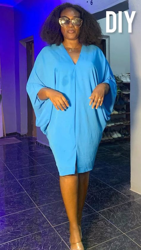 How to cut and sew short cowl bubu gown stlye Cowl Boubou Dress, Short Abaya Style, Short Bubu Gown Styles Silk, Cowl Caftan And Bubu Dresses, Plain Material Short Gown Styles, Style For Bubu Gown, Bubu Gowns For Ladies, Satin Bubu Gown Styles, Cow Bubu Gown Styles