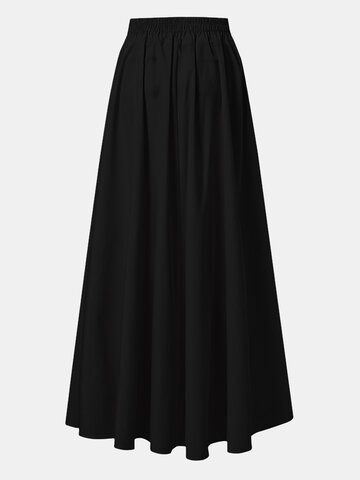 I found this amazing Solid Color Plain Pleated Elastic Waist Long Casual Skirt for Women with £23.99,and 14 days return or refund guarantee protect to us. --Newchic Black Skirt Women, Black Skirts Long, Long Black Skirts, Black Long Skirts, A Line Long Skirt, Plain Black Skirt, Pleated Black Skirt, Black Long Skirt, Long Black Skirt