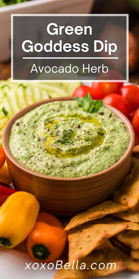 Whether you want to dip veggie sticks, melba toast, chips, crackers, or something else, this avocado herb green goddess dip is really good. Pair it with a vegetable board or charcuterie platter and enjoy the fresh flavours in every mouthful. This creamy avocado dip is one of the best-tasting homemade dip recipes you can make. You are going to love this amazing avocado herb green goddess dip. It boasts so many wonderful fresh flavours thanks to the herbs and vegetables. #greengoddess #dip #green Creamy Avocado Dip, Vegetable Board, Green Goddess Dip, Melba Toast, Homemade Dips, Vegetable Dip, Stuffed Pepper Dip, Avocado Dip, Charcuterie Platter