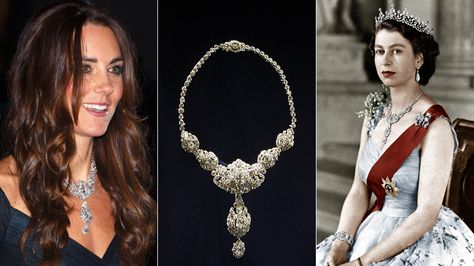 Dazzling diamonds: Kate wears Queen Elizabeth's rare jewels to gala Nizam Of Hyderabad, Royal Engagement Rings, Queens Jewels, Tiaras Jewellery, Luxury Engagement Rings, Royal Tiaras, Trendy Jewerly, Jewel Wedding, Her Majesty The Queen