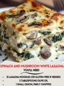 White Lasagna Recipe, Mushroom Lasagna Recipe, Spinach Mushroom Lasagna, White Lasagna, Mushroom Lasagna, Spinach And Mushroom, Lasagna Ingredients, Lasagne Recipes, Traditional Lasagna