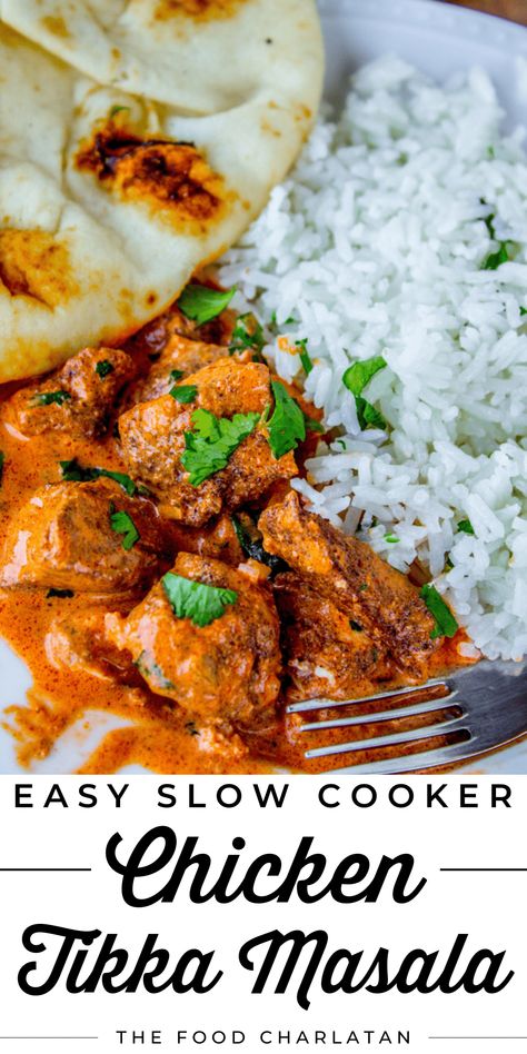 Crock Pot Tikka Masala Essen, Tikka Masala Slow Cooker, Tikka Masala Crockpot, Crockpot Chicken Tikka Masala, Chicken Tikka Masala Slow Cooker, Slow Cooker Tikka Masala, Slow Cooker Chicken Tikka Masala, Crock Recipes, Chicken Tikka Masala Recipe