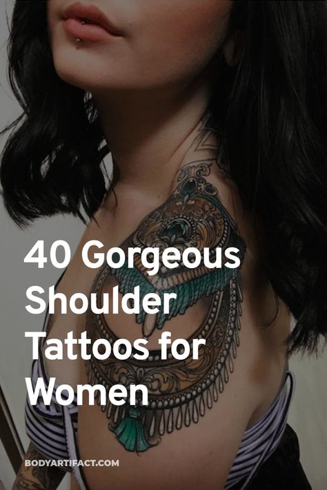 Women’s Shoulder Tattoo Ideas, Women’s Shoulder Tattoos, Shoulder And Arm Tattoos For Women, Shoulder Mandala Tattoos For Women, Over Shoulder Tattoo Women, Tatoos Woman Shoulder, Cool Shoulder Tattoos For Women, Arm Tatooes Ideas Woman, Cool Sleeve Tattoo Woman