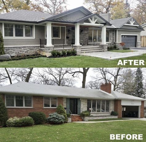 Front Porch Addition, Veranda Design, Ranch House Remodel, Exterior House Renovation, Architecture Renovation, Front Porch Makeover, Ranch House Exterior, House Makeovers, Exterior House Remodel