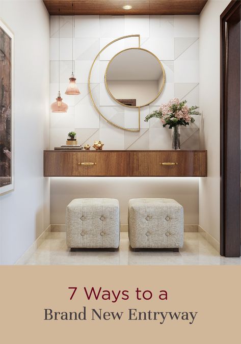 Transform the entryway to your house with these simple but effective ideas! Entryway Simple, Ideas Recibidor, Ingangs Decor, Entrance Foyer Design, Mirror Decor Living Room, Mirror Decor Ideas, Mirror Interior Design, Stickers Design, Entryway Bathroom