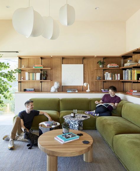 Dwell Magazine, Green Couch, Green Sofa, Beautiful Sofas, Exclusive Home, Silver Lake, House On A Hill, A Living Room, Fixer Upper