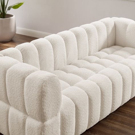 VANOMi 85inch Modern Couch, Leisure Comfortable Sofa - 85" x 33.86" - On Sale - Bed Bath & Beyond - 38105412 Couch In Bedroom Ideas, Couch For Bedroom, Fluffy Sofa, Mini Couch, Modern Futon, Couch For Living Room, Bedroom Couch, White Couches, Cozy Sofa