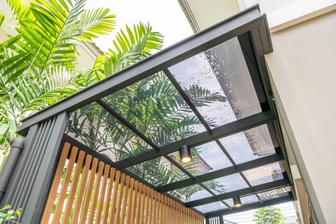 Balcony Roof, Polycarbonate Roof Panels, Gazebo Roof, Garage Roof, House Roof Design, Roof Architecture, Roof Colors, Roofing Sheets, Patio Roof