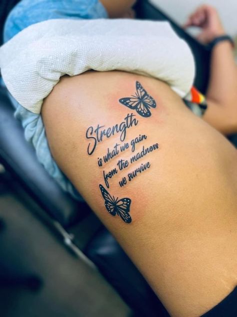 Thigh Tattoo Quotes, Cute Thigh Tattoos, Stomach Tattoos Women, Tattoos Quotes, Belly Tattoos, Meaningful Tattoo Quotes, Hand Tattoos For Girls, Cute Hand Tattoos, Pretty Hand Tattoos