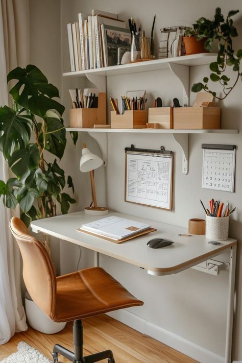 Read the guide on how to set up your home office desk to create a cozy space for studying or just to chill. Cozy Therapy Office Aesthetic, Bedroom And Workspace Ideas, Study Room Ideas Aesthetic, Study Place Ideas, Cozy Home Office Decor, Cosy Desk Setup, Study Space Ideas In Bedroom, Desk Space In Bedroom, At Home Office Ideas Small Spaces