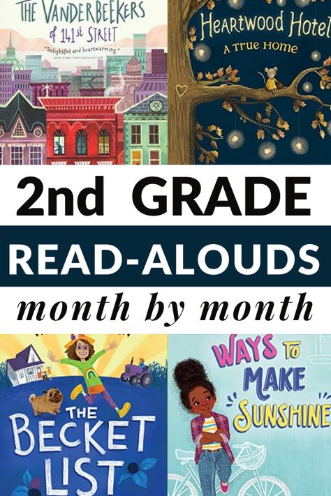 A month by month guide of chapter book read-alouds for 2nd grade. Includes a printable book list. #2ndgrade #readalouds #booklist #GrowingBookbyBook Second Grade Read Alouds, Books For Second Graders, Read Aloud Chapter Books, Second Grade Books, 2nd Grade Books, 2nd Grade Class, Teaching Second Grade, 2nd Grade Ela, Read Aloud Books