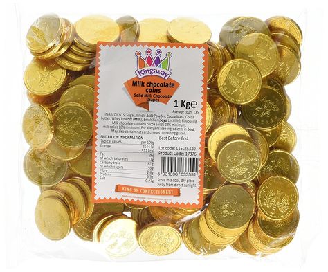 Milk Chocolate Coins - 1kg bag Approx 180 coins: Amazon.co.uk: Grocery Chocolate Gold Coins, Gold Milk, Chocolate Shapes, Happy Birthday Best Friend Quotes, Cool Fidget Toys, Chocolate Gold, Sleepover Food, Chocolate Coins, Chocolate Factory