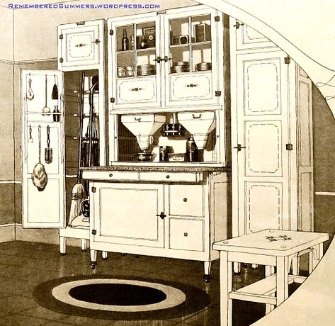 1920s Kitchen Vintage, 1920s Craftsman Kitchen, 1920s Kitchen Cabinets, Green Kitchen Appliances, 1920s Kitchen, Hoosier Cabinets, Bungalow Kitchen, Old Fashioned Kitchen, Country Style Interiors