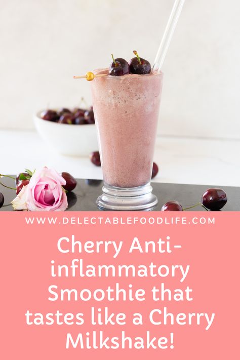 Cherry Anti-inflammatory Smoothie with Cherries and a Rose Inflammation Smoothie, Cherry Smoothie Recipes, Inflammation Diet Recipes, Inflammation Foods, Anti Inflammation Recipes, Inflammation Diet, Body Aches, Cherry Smoothie, Smoothies Recipes