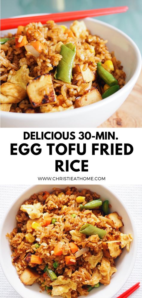 rice, fried rice, egg tofu fried rice, chinese food, chinese recipe Tofu Egg Fried Rice, Tofu Fried Rice Recipe, Tofu Fried Rice With Egg, Egg And Tofu Recipes, Rice Tofu Recipe, Rice And Veggie Recipes, Fried Rice With Tofu, Rice Platter, Tofu Fried Rice