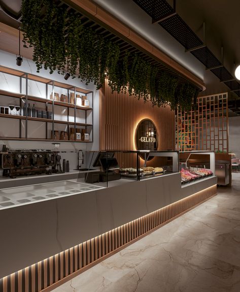 Food Counter Design, Gelato Shop Design, Coffee Shop Counter Design, Coffee Kiosk Design, Gelato Design, Restaurant Counter Design, Baby Room Interior Design, Caffe Design, Back Bar Design