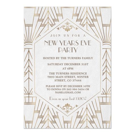 Great Gatsby Party Invite, Vintage Card Design, Gatsby Party Invitations, Great Gatsby Invitation, New Year Party Invitation, Great Gatsby Art, Art Deco Invitations, Gatsby Art, Great Gatsby Wedding