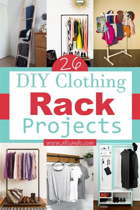 Space Saving Clothes Rack, Diy Clothes Hanging Rack Easy, Portable Hanging Clothes Rack, Clothes Racks Ideas, Hacks For Hanging Clothes, Diy Clothing Rack For Garage Sale, Diy Closet Ideas For Small Spaces Clothing Storage Hanging Racks, Garment Rack Ideas, Diy Clothes Hanging Rack