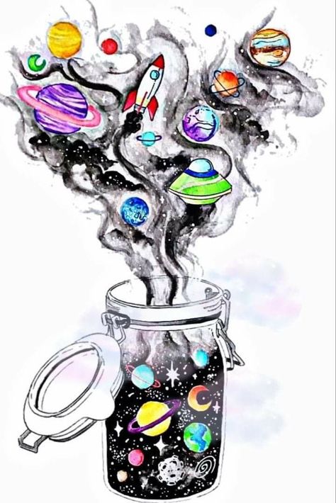 Easy Drawings Ideas, Curiosity Art, Outer Space Drawing, Drawing Space, Galaxy Drawings, Cool Easy Drawings, Ideas For Drawing, Planet Painting, Planet Drawing